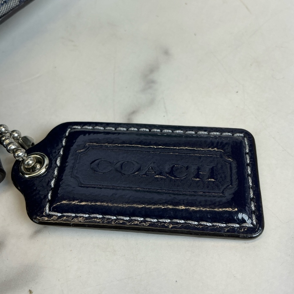 Coach Y2K Optic Art Signature Navy Blue‎ Silver Metallic Tote Shoulder Bag - Picture 11 of 15